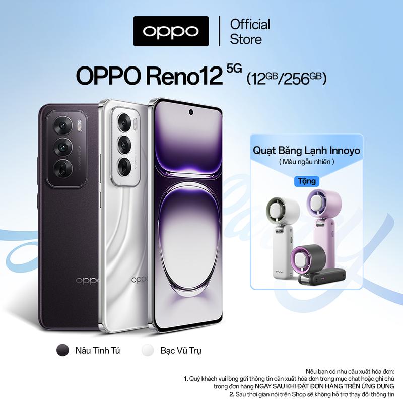 Điện Thoại OPPO Reno12 5G (12GB/256GB) | Tặng Kèm Quạt Băng Lạnh INNOYO | Bảo Hành 1 Năm | Hàng Chính Hãng