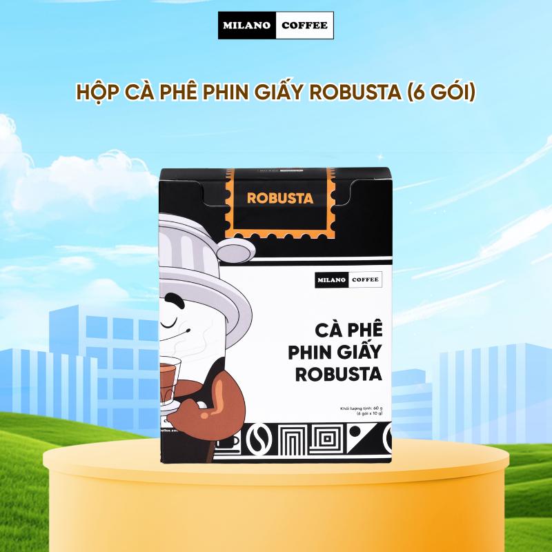 Cà phê phin giấy Robusta Milano Coffee - Hộp 6 gói x 10g