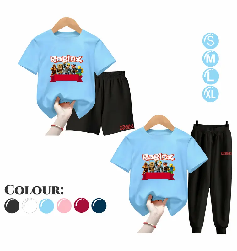Setelan Anak Laki Laki dan Perempuan ROBLOX - Baju Kaos dan Celana Fashion Motif Terbaru Usia 5-15 Tahun [BISA COD] 4