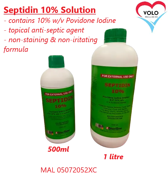 Septidin 10% -  Povidone Iodine 10% Solution - 500ml & 1000ml