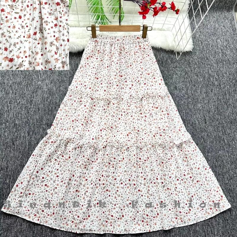 Rok Susun Korea Style Motif Bunga Kecil Cantik Kekinian 6