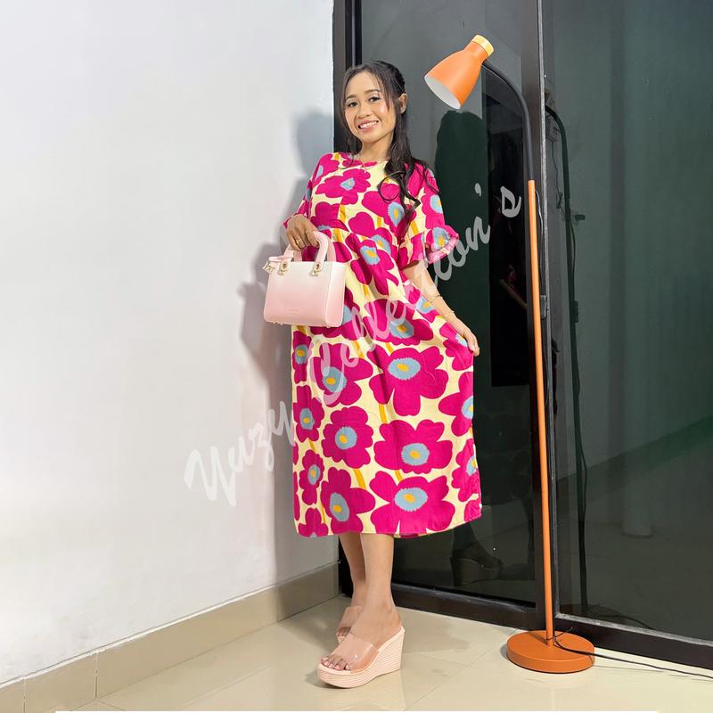 [Yuzy Dress] Dress Mama Muda Busui LD105 PB 110 Bumil Bahan Viscose Sebawah Lutut - Casual Wanita 0
