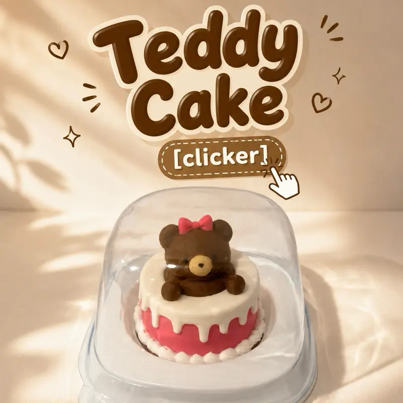 CAKE TEDDY BEAR clicker fidget kue beruang pink perempuan cokelat Cookie clicker Stress relief toy Squishy viral Fidget cookie keychain mainan anak gantungan kunci lucu kue coklat hadiah kue unik lucu birthday cake murah