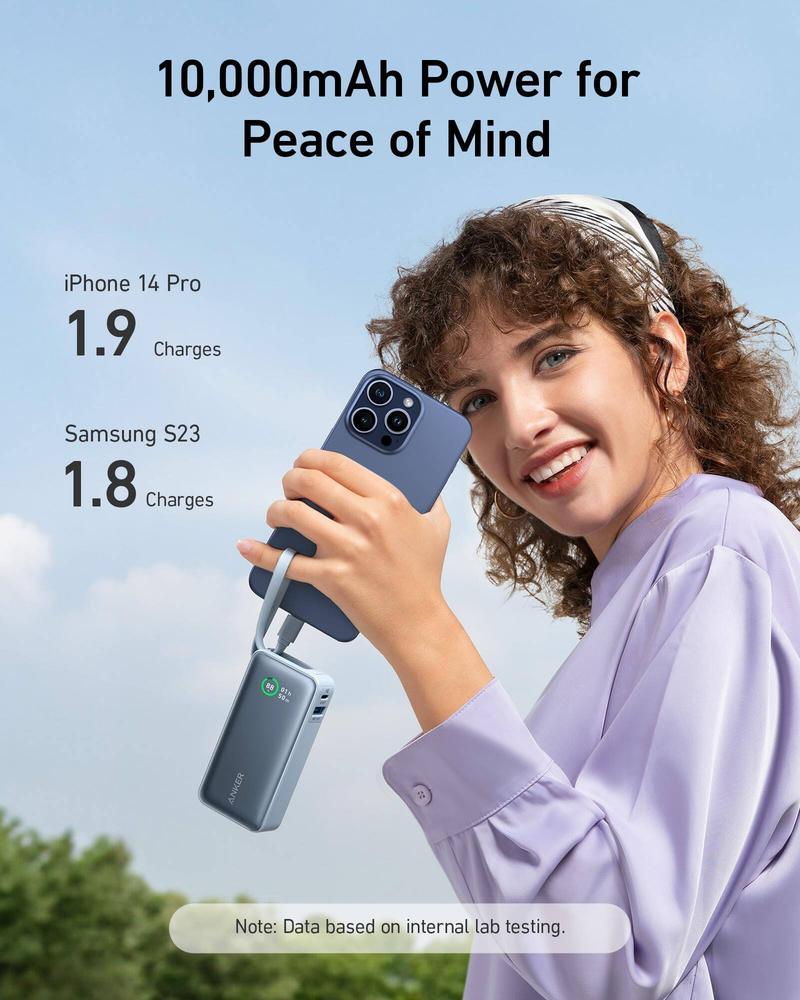 Product Introduction of Anker Nano Power Bank 10,000mAh (30W ,Built-In USB-C Cable) Super Large Capacity Portable Mobile Power PD Fast Charge 4