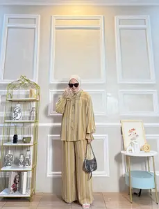 Oneset Malika Rayon Motif Viscose Bella Full Kancing Elegant Baju Muslim Wanita Lembut Nyaman Panjang Celana Karet Katun Cantik