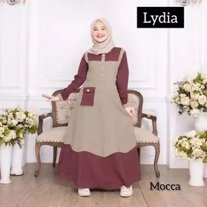 Lydia Baju Gamis Anak Tanggung Terbaru Lydia Dress Umur 11-16 Tahun Model Sakila Syari Bahan Crinkle Airflow Nyaman Size L-XL Lebaran Santai Baju Cantik Crinkle Semua Musim Panjang Tanggung Dress Shakla Syari Remaja Muslim