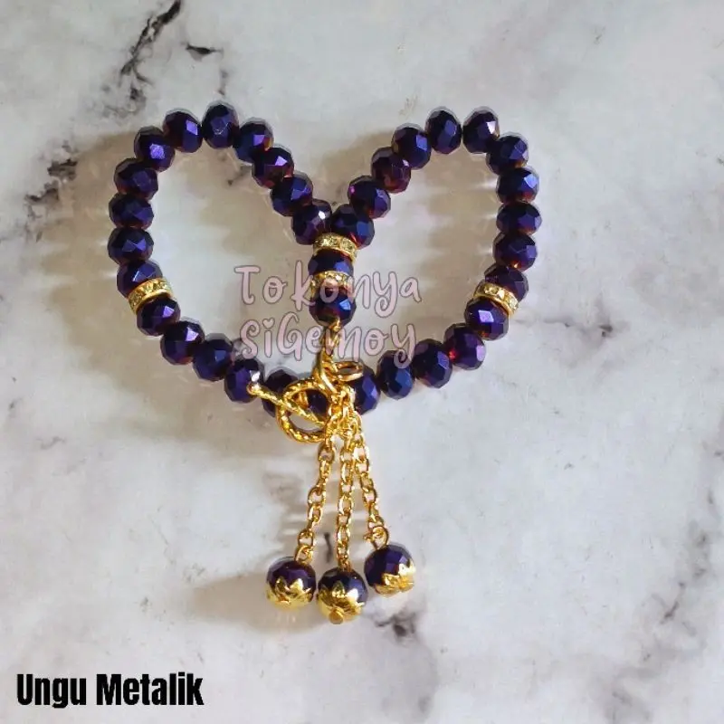 Gelang tasbih 33 butir kristal warna metalik 6