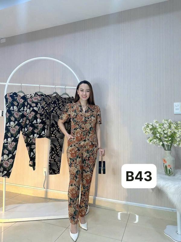 Minh Anh - Set Lụa Mango Bâu Sam & Quần Baggy, Chất Liệu Cao Cấp Mịn Mát, Thiết Kế Sang Trọng Thoải Mái, Phù Hợp Nhiều Dáng Người Từ 45kg Đến 70kg