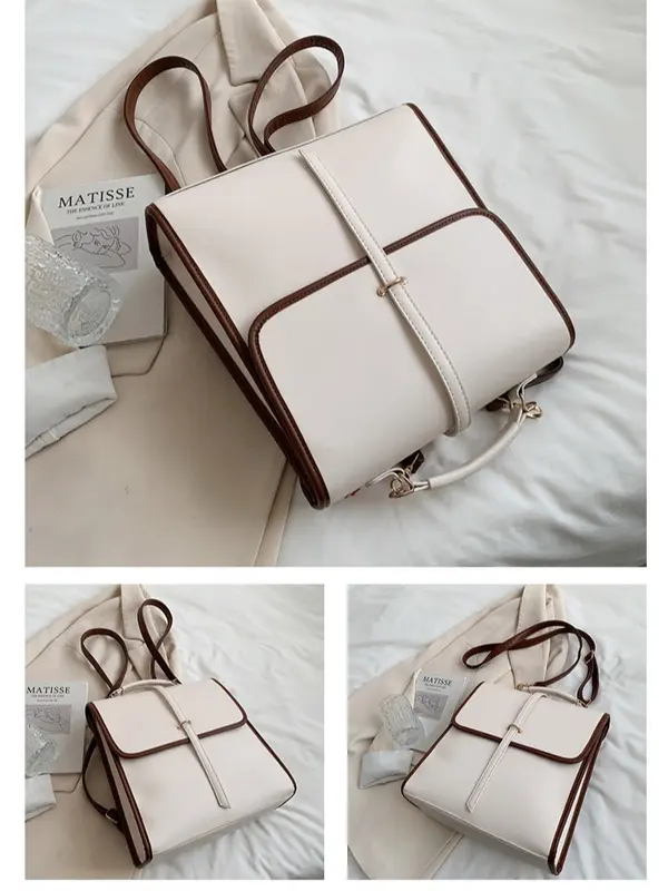 Onebear ransel selempang wanita tas ransel wanit unik ransel cewek ransel retro tas sekolah fashion gaya kuilah inggris Hitam Backpack Travel Kulit tas ransel sekolah cewek LM27 8