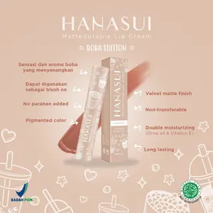 HANASUI Mattedorable Lipcream | Hanasui Lip Cream Matte Lengkap Boba Edition