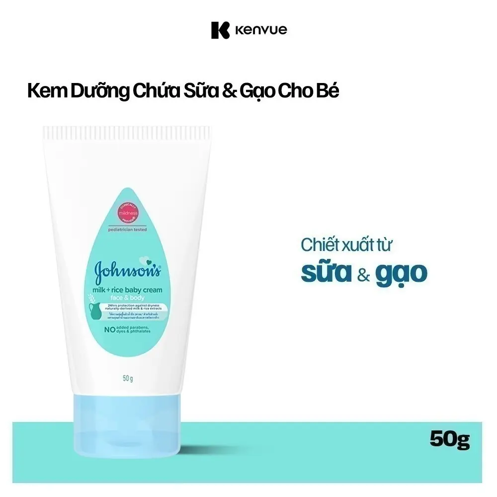 Kem dưỡng da chứa Sữa và gạo Johnson's Baby 50g - Cho Bé