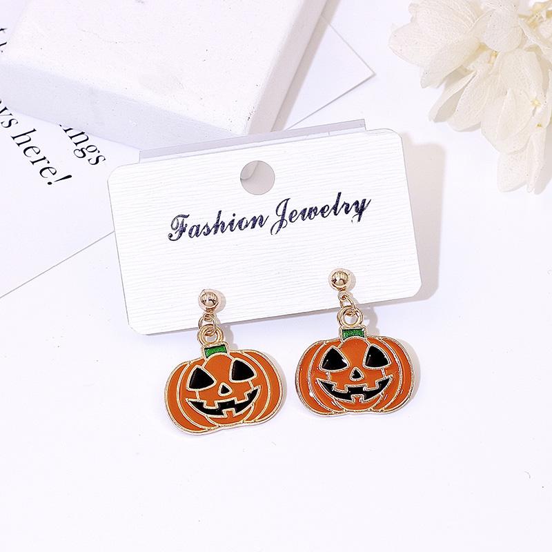 Product Introduction of 925 Silver Needle Halloween Earrings for Women Students Ghost Pumpkin Witch Pendants Drop Ear Jewelry 25