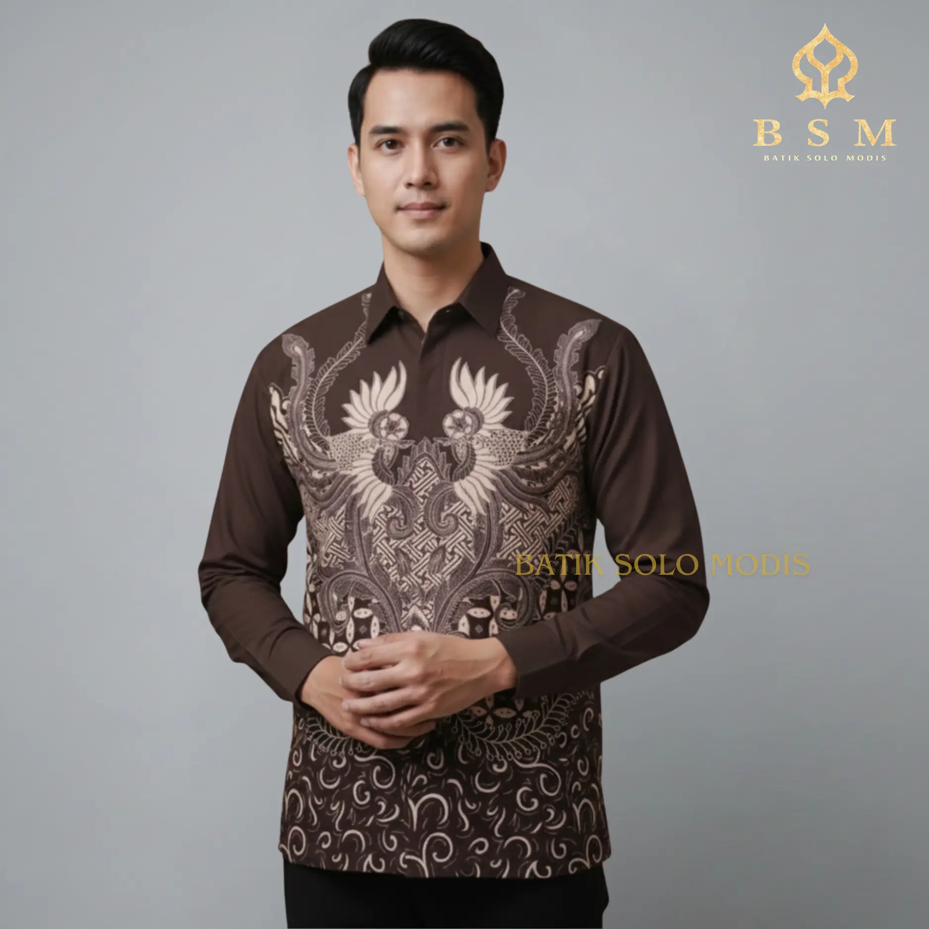 Kemeja Batik Pria Cowok Slimfit Premium Motif MAHESWARA MAHOGANY Full Furing Baju Lengan Panjang Kantor Nyaman Katun Kondangan Mewah Pesta Formal Kancing Kerah batik  pria Kerja Casual