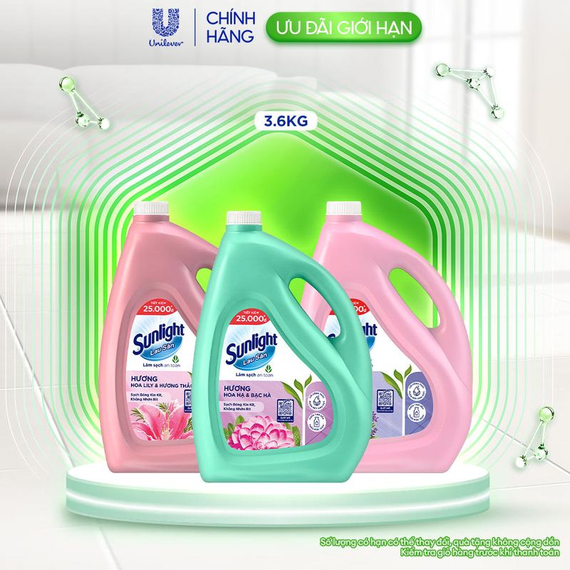 Nước Lau Sàn Sunlight Tinh Dầu Thảo Mộc Sạch Bóng - Chai 3.6 KG