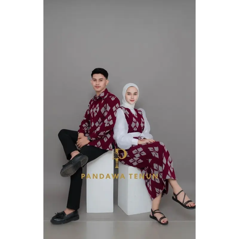 PANDAWA BAJU TENUN NEW PADMA COUPLE RED batik 2