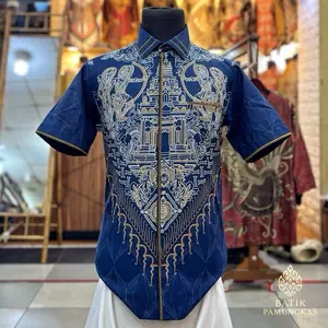 Batik Kemeja premium reguler fit lengan pendek katun halus solo x jahitan smok/bordir