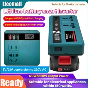 Inverter Portable 100W untuk Outdoor - Baterai Makita 18V-21V ke AC 220V, dengan LED Light, Anti Shock, Ideal untuk Camping dan Tugas Darurat​