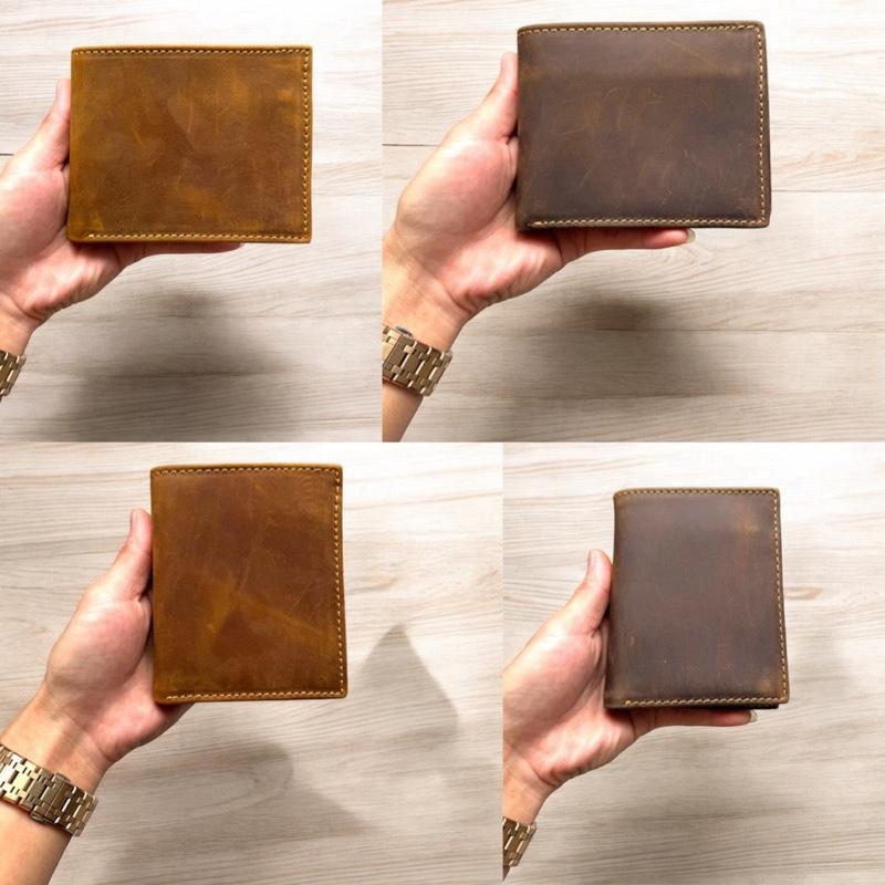Ví da bò sáp xịn, da bò sáp cao cấp, ví may tay thủ công bền đẹp, bảo hành trọn đời. Kích thước ví 9,5cmx12cm