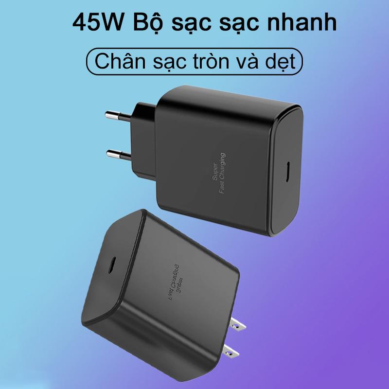 Đầu sạc nhanh Type C 45W cho Samsung S25 S24 ultra S23 S22 S21 A55, Bộ chuyển…