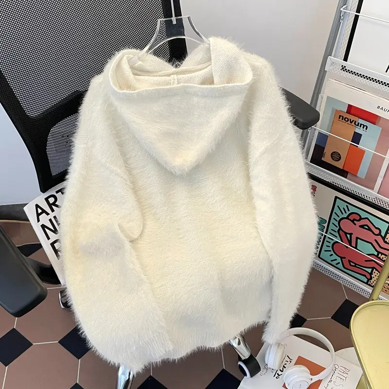 Áo Len Có Mũ Trùm Đầu, Thiết Kế Jacquard Chữ Cái Cổ Điển Mỹ Dáng Rộng Rãi Và Dễ Phối Đồ Dệt Kim, Dành Cho Nam Giới, Thích Hợp Cho Mùa Thu Và Mùa Xuân, Hàng Mới Về Năm 2024 1