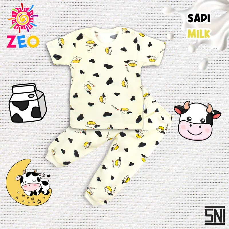 ZeoBabyKids Piyama Lengan Pendek Anak Dan Bayi 1 - 4 Tahun Bahan Katun Laki-Laki Cotton Newborn Kancing PPD 2