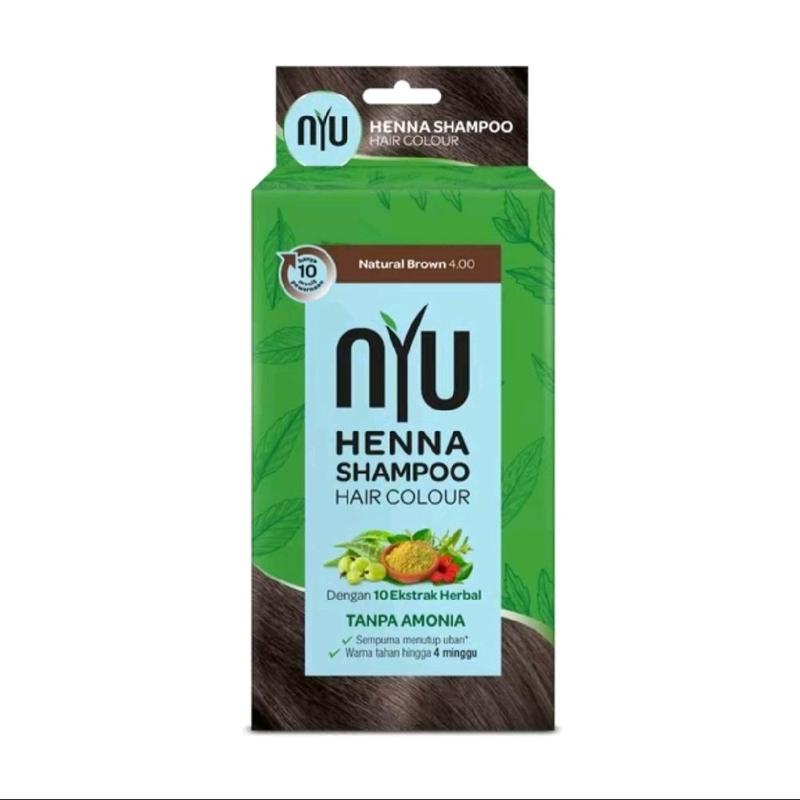 NYU Henna Shampoo Pewarna Rambut Sachet 20ml (Isi 4pcs/1 Box) - Cat Kering 4