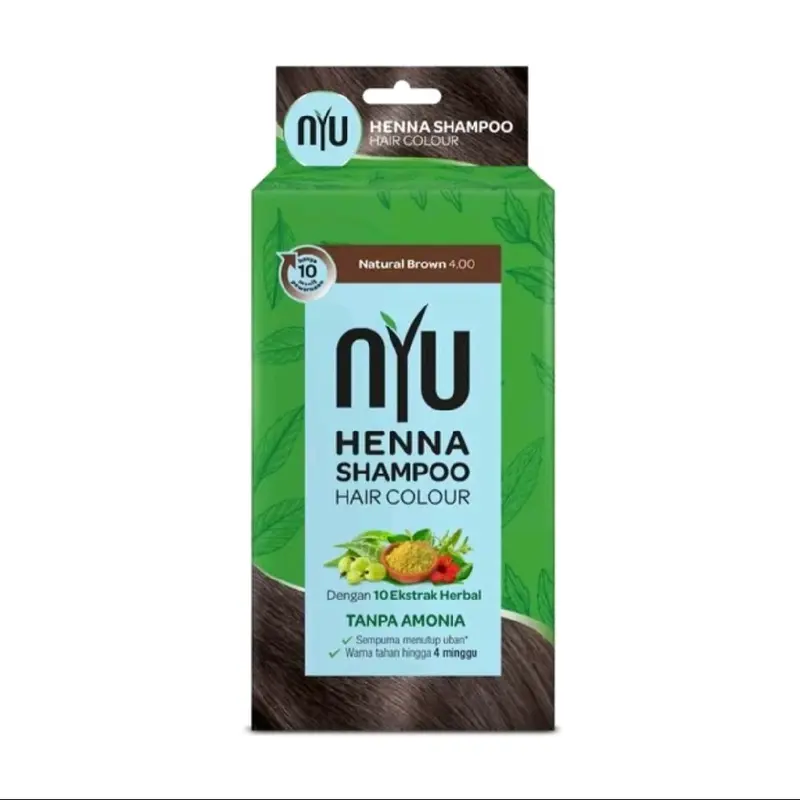 NYU Henna Shampoo Pewarna Rambut Sachet 20ml (Isi 4pcs/1 Box) - Cat Kering 3