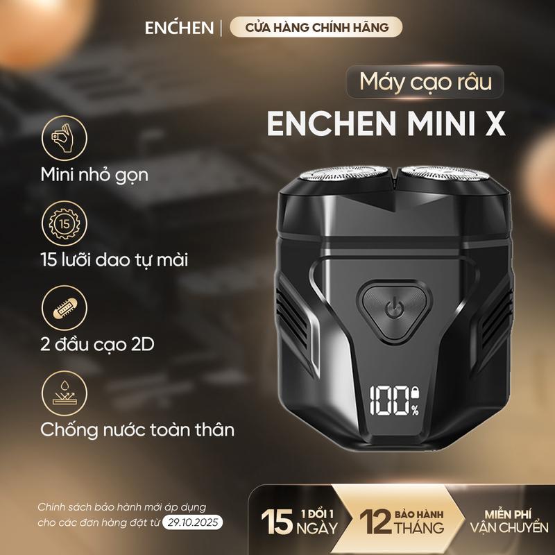  Máy cạo râu Enchen Mini X 15 lưỡi dao tự mài đầu cạo 3D chống nước toàn thân - BH 12 tháng 