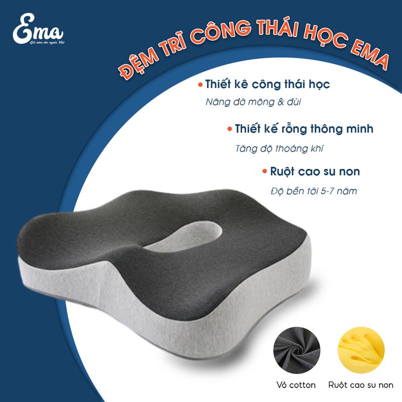 Gối lót ghế ngồi y tế chống trĩ EMA cao su non giảm ê mỏi cho dân văn phòng, bà bầu, người bệnh trĩ