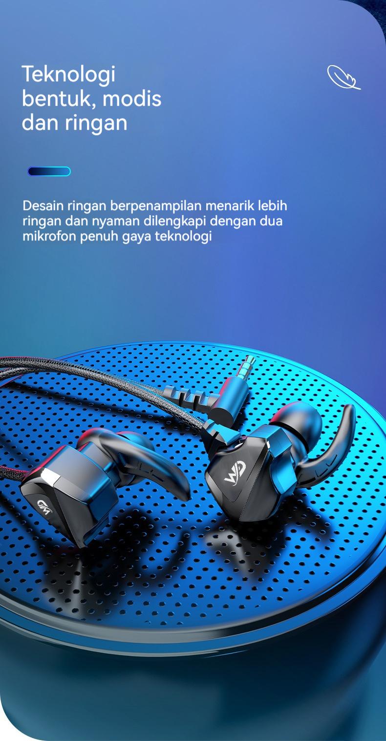 HP31 Headset Gaming In Ear Dual Mic Bisa Dilepas earphone Esports Kabel Type-C/3.5mm Earbuds