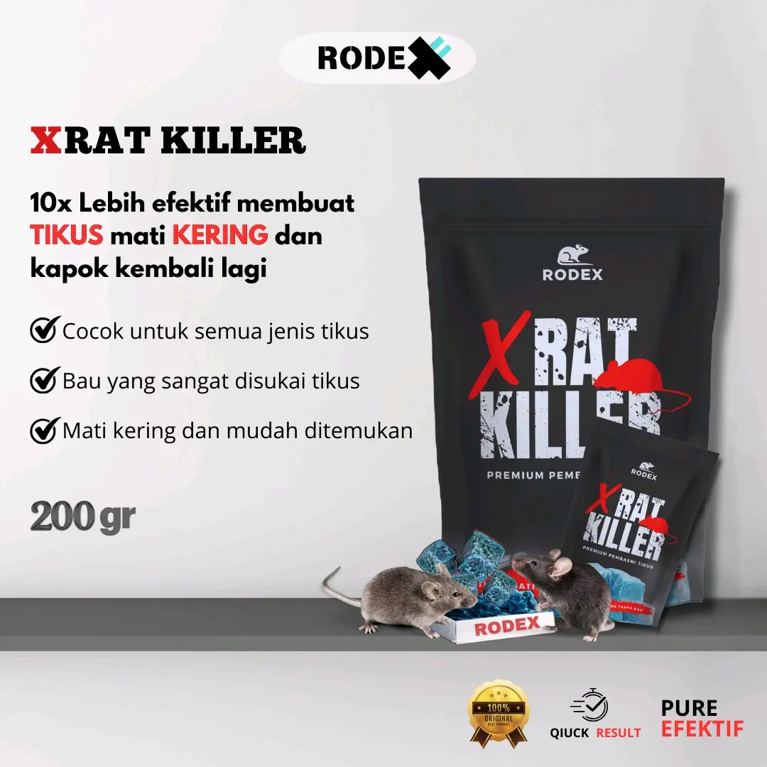 RODEX Racun Tikus Original 100℅ Bergaransi Ampuh Membasmi Tikus Got Besar Hingga Ke Sarangnya