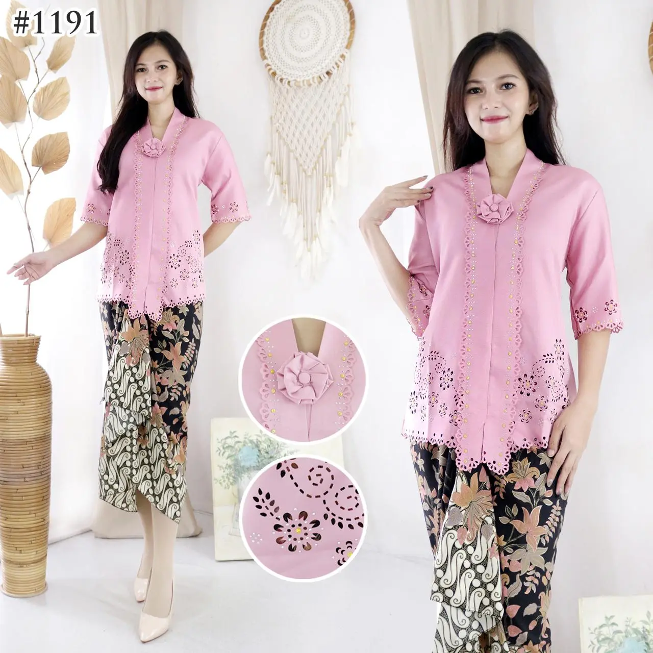 Atasan Kebaya Modern,Model Kekinian Model Terbaru tangan pendek aplikasi laser dan motek