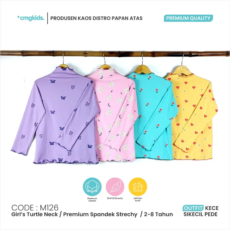 Manset/Inner Kaos Lengan Panjang Fashion Anak Perempuan Spandeks CMGKIDS 4