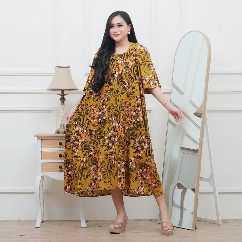 Daster Wanita Fuji Aliyaa Jumbo Motif Bunga Daster Fuji Karet Nyaman remaja 4