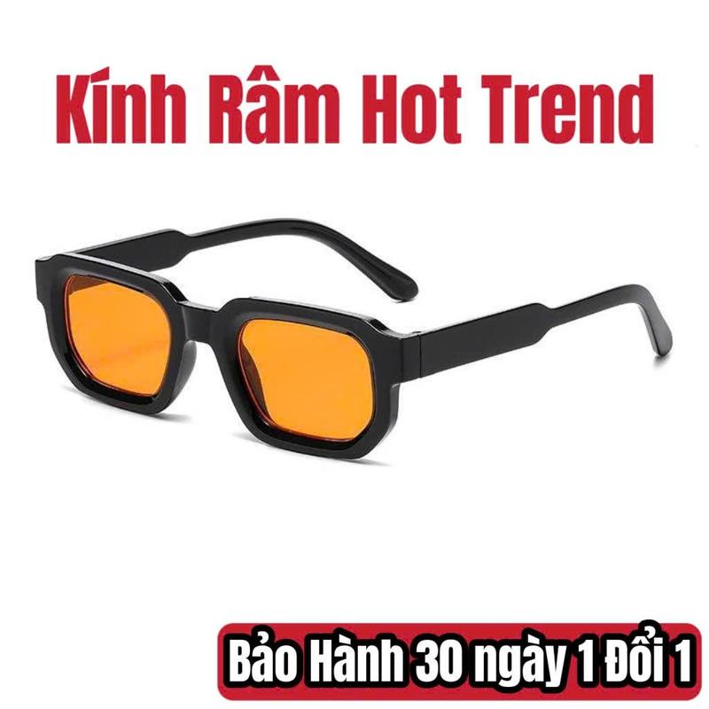 Kính Vuông Chất VN- Kính mắt Nam Nữ Thời Trang Streer Style- Gọng Đen Tròng Vàng- Chống Chói, bảo vệ mắt cực chất kính mát Chống Nắng Kính Mát