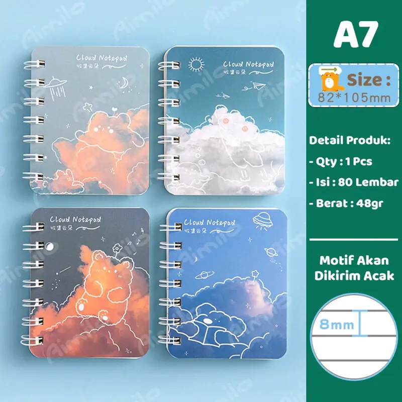 Notebook A7 Buku Kecil Catatan Scrapbook Mini Buku Notes Kecil Alat Tulis Sekolah 5