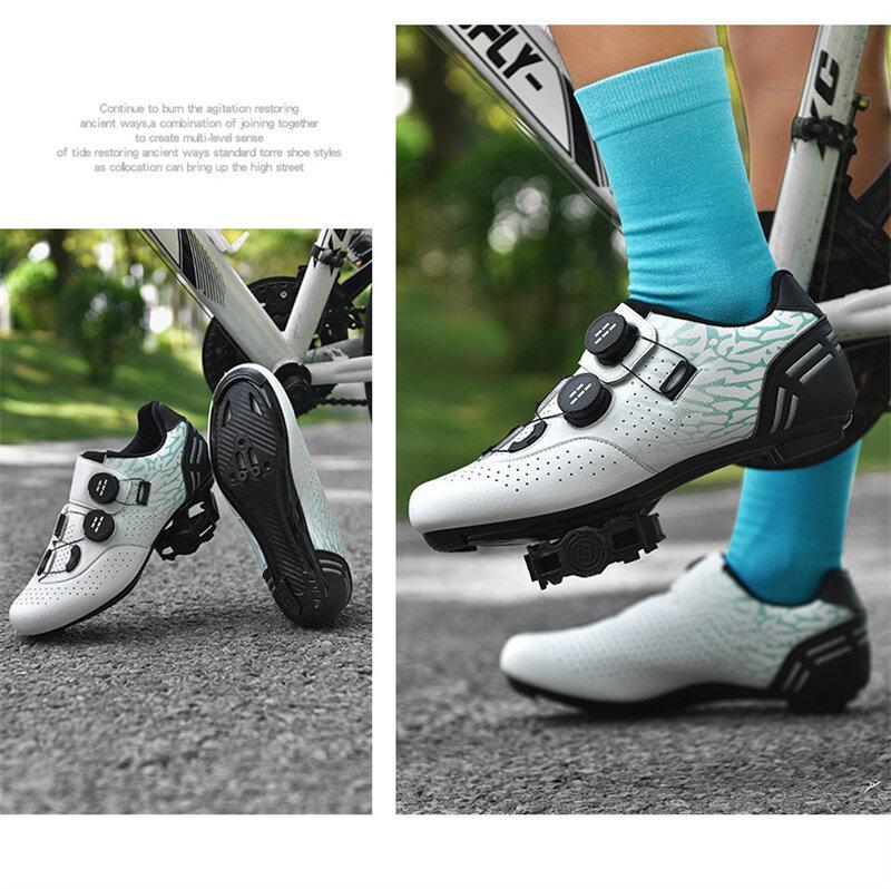 Product Introduction of 36-48 Outdoor Road Bike Non-locking Cycling Shoes New Biking Shoes for Men Double Button Road Mountain Shoes Bicycle Shoes Women Non-slip Sports Shoes 17