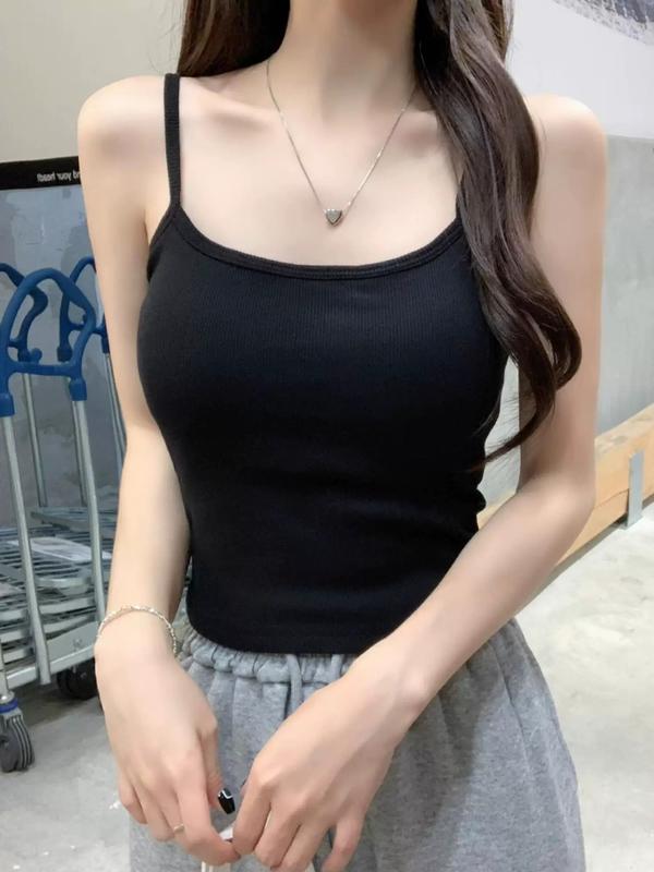 [CÓ SIZE] Áo 2 Dây Có Mút Đệm Dáng Ngắn RANSHI Áo Hai Dây Nữ Trơn Basic Gợi Cảm Chất Thun Gân Mát Áo Nữ Mùa Hè- RA304 Women Top 9