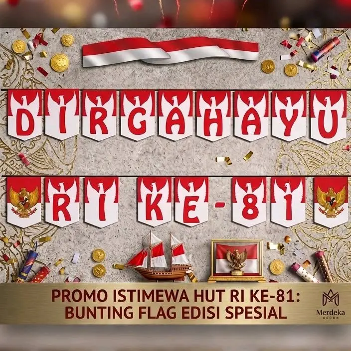 BANNER DIRGAHAYU REPUBLIK INDONESIA HUT RI KE 81 DEKORASI  HIASAN BUNTING FLAG 17 AGUSTUS