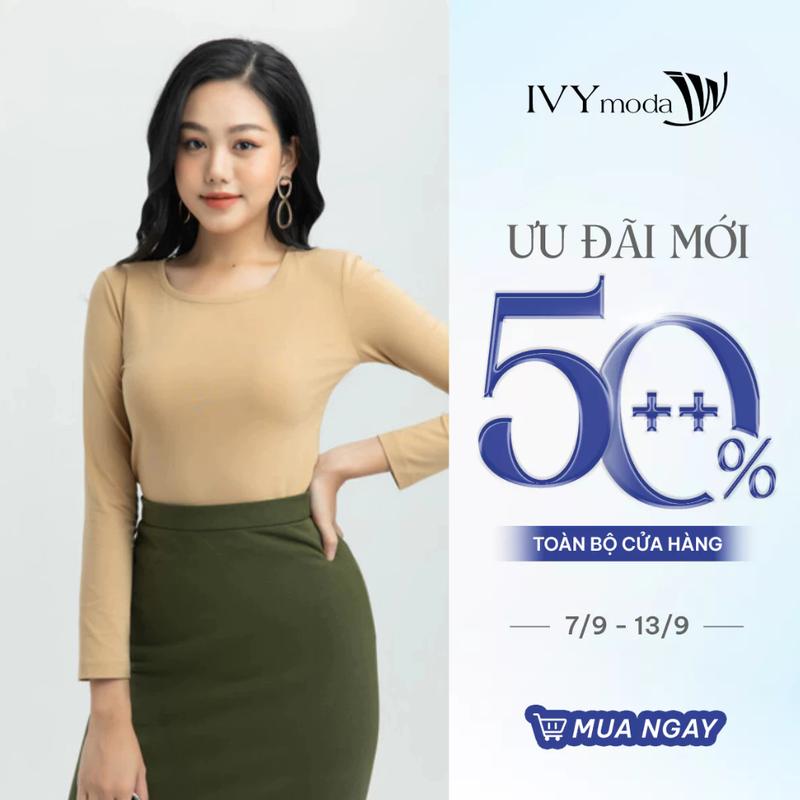 Áo thun trơn cổ tròn dáng ôm nữ, Áo thun trẻ trung IVY moda MS 58P0157