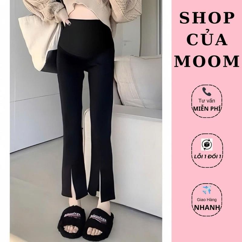 [Nhà Moom] Quần bầu ống loe xẻ gấu chất UMI co dãn 4 chiều