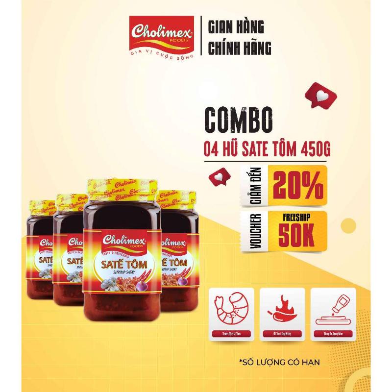 tiết kiệm khuyến mãi Combo 4 Hũ Sa Tế Tôm Chính Hãng CHOLIMEX 450g - Cay Nồng…