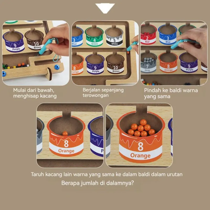 Mainan Edukasi - Color Classification Maze - Labirin Klasifikasi Warna dan Hitung Magnetik - Papan Magnetik Mainan Edukasi Kayu Anak Hadiah 2