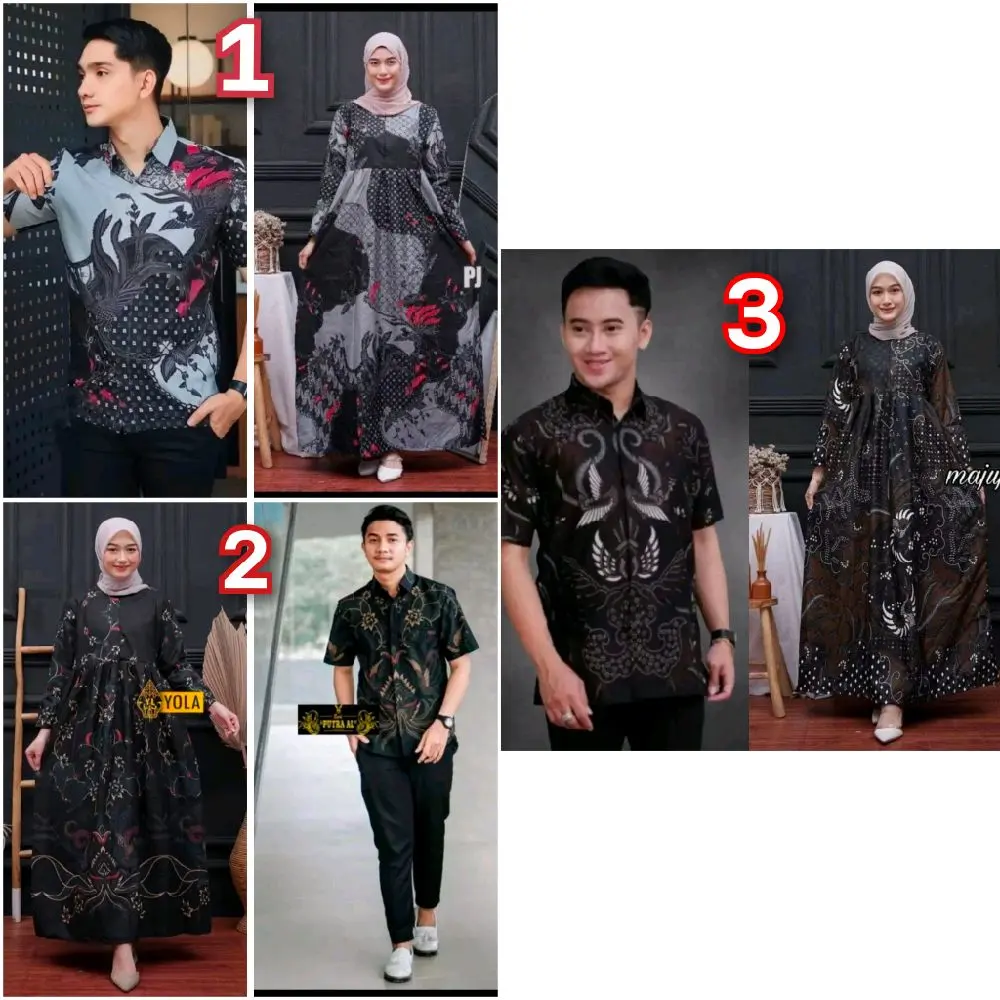 Kemeja PENDEK dan Gamis BAJU COUPLE Polimikro Fashion Pasangan POLIMIKRO Seragam Kondangan Keluarga batik
