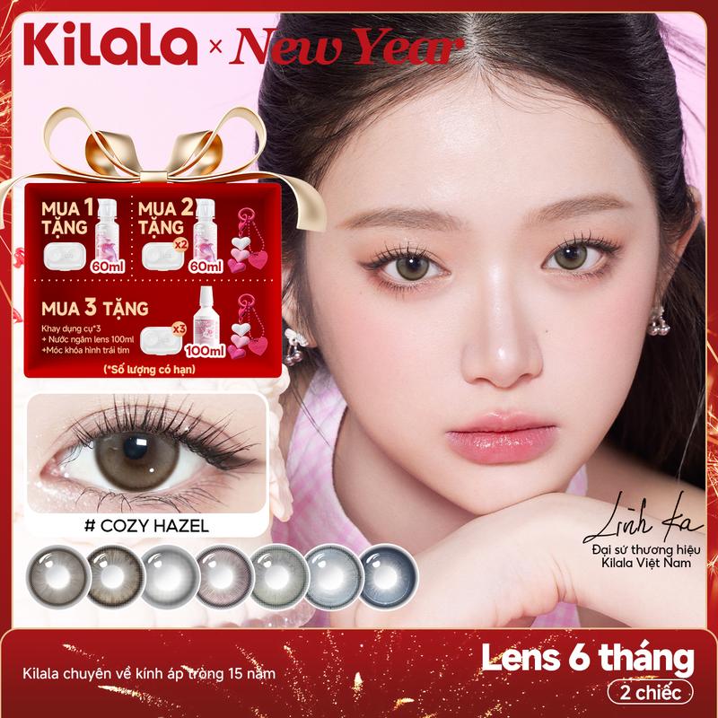 Kính áp tròng Kilala lens 6 tháng màu xám xanh đen DIA14.5mm độ cận 0-7 lens mềm mại độ ẩm 38% dễ đeo cho đôi mắt thoải mái hơn Nữ Women