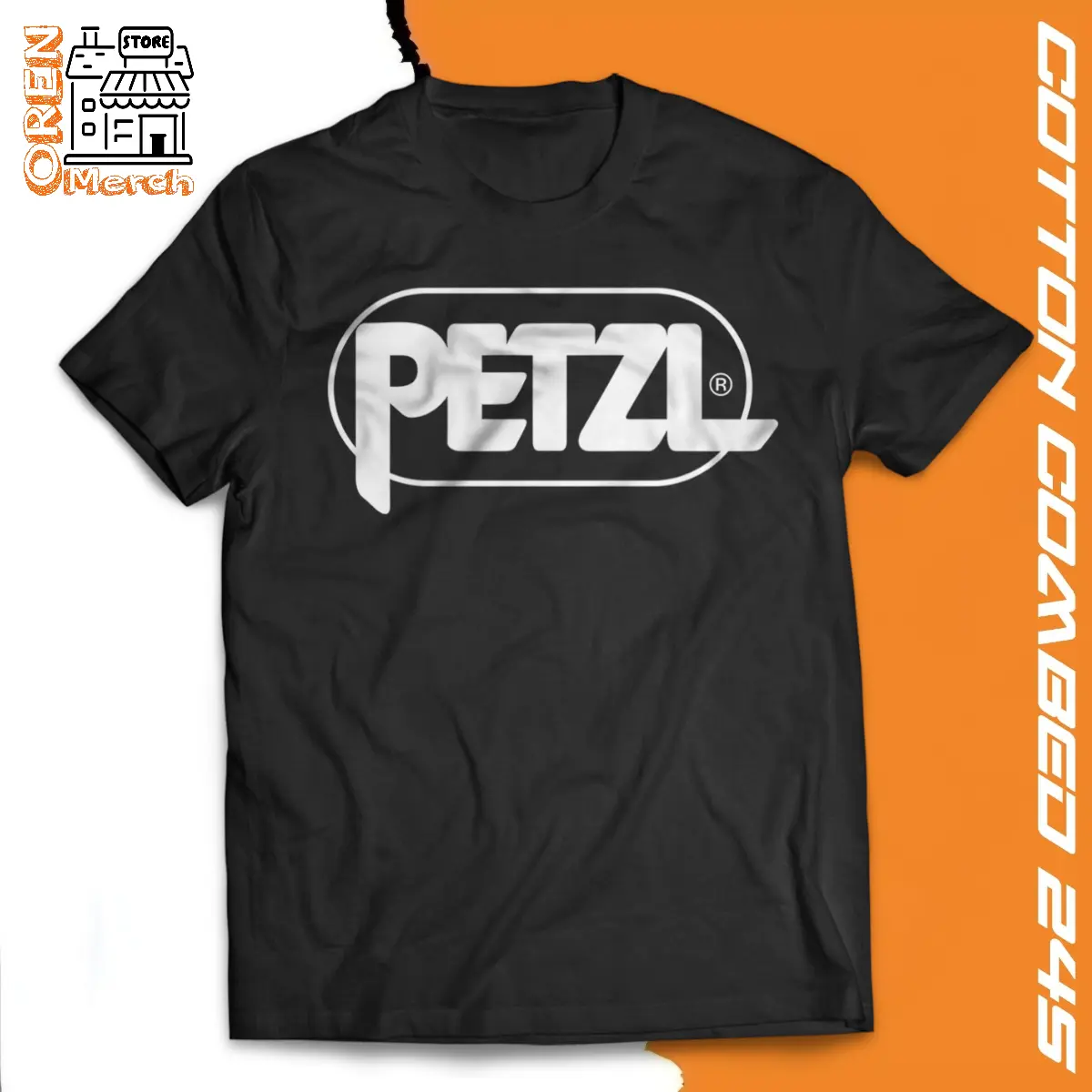 ( oren store merch ) baju kaos petzl logo pendaki gunung unisex pria dan wanita cotton combed 24s
