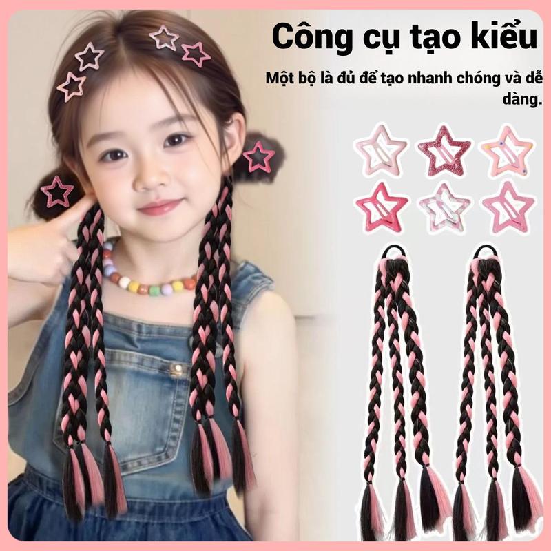 Tóc Giả Trẻ Em, Kiểu thắt Tóc, Phong Cách Y2K, Tóc Đuôi Ngựa bím Tóc Nhỏ, Thiết…