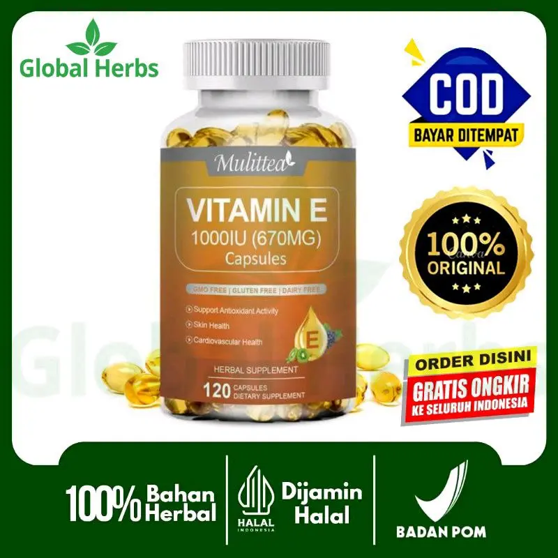Vitamin E 1000 IU Antioxidant Supplements For Skin, Face, & Immune Health Untuk Kulit Wajah Lebih Cerah dan Daya Tahan Tubuh