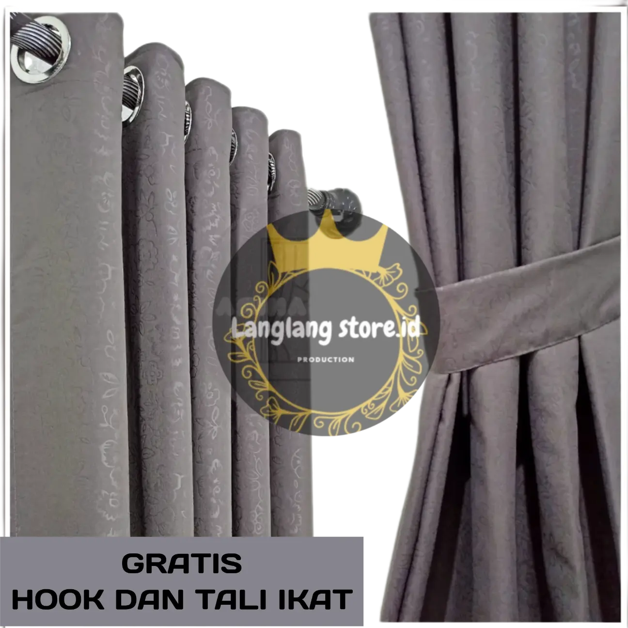 4PCS PAKET PROMO GORDEN SMOKRING JENDELA PINTU TINGGI 220CM Kain