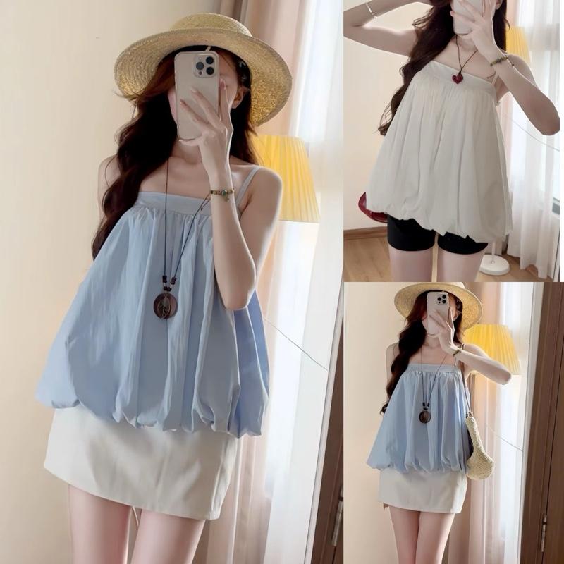 [XẢ KHO] Áo 2 dây gió bí phồng 2 lớp chất vải gió hàn mềm mát basic có dây tăng chỉnh by Halinh M301